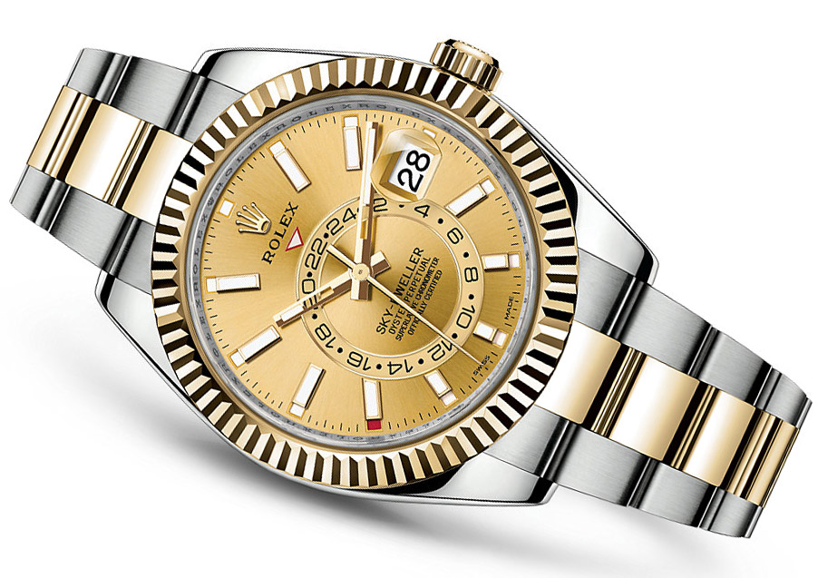 The champagne dials copy watches have dial time zone.