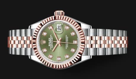 The female copy watches have olive green dials.